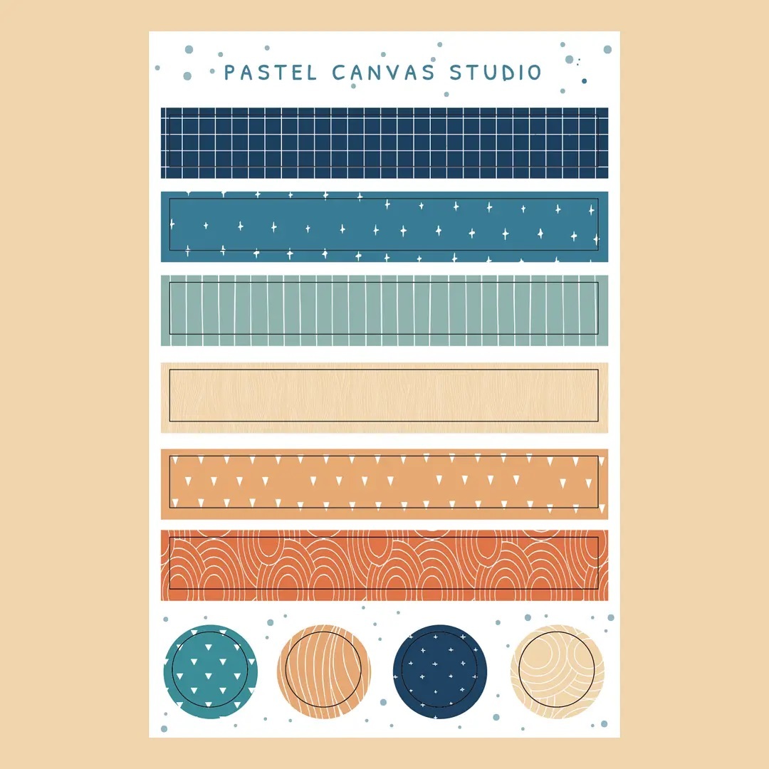 Washi Stripes Stickers Sheet (007)